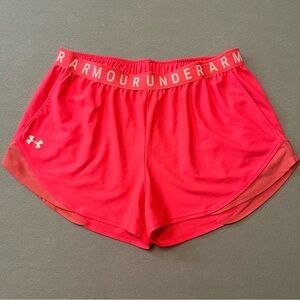 Under Armour Women's Vibrant Pink Athletic Shorts XL pockets heatgear loose